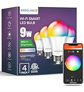 ANGELHALO Smart Light Bulbs, Color Changing A19 LED Light Bulb, Work with Alexa and Google Assist...