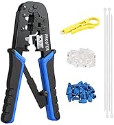 Proster RJ45 Crimp Tool Kit Cat5 Cat5e Ethernet Crimping Tool with 30pcs RJ45 Cat5 Modular Data P...