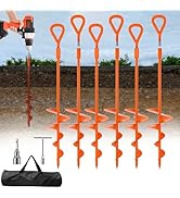 6 Pack 18" Long Ground Anchor, Heavy Duty Earth Anchors 18 inch Ground Anchors Screw in Kit with ...