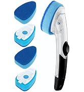Dishwand Refills with Handle, 5 Non Scratch Replacement Sponge Heads, 1 Advanced Soap Control Dis...