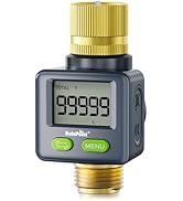 RAINPOINT Water Flow Meter with Brass Inlet &amp; Outlet, 180° Screen-Flip Water Meter, Measure Gallo...