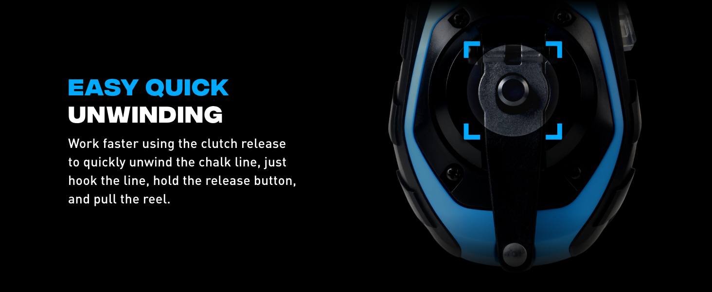 Easy quick unwinding using clutch release. Just hook the line, hold the release, and pull the reel.