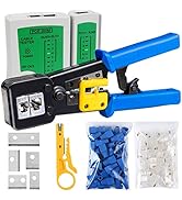 Solsop RJ45 Crimp Tool Kit Pass-Through Cat5 Cat5e Cat6 Crimping Tool for RJ45/RJ12 Regular and E...