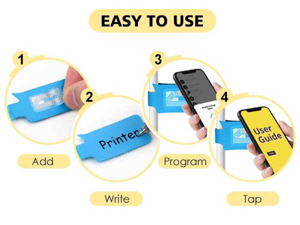 3 cable cord labels for electronics with NFC tags stickers