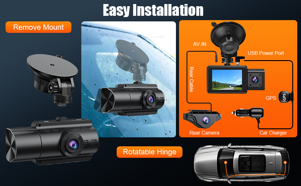 Dash cam Front and rear 4K+2K 