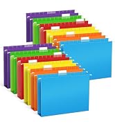 V-Opitos 12 Pack 1 Inch Expansion Hanging File Folders, Letter Size Hanging Folders with 1/5-Cut ...