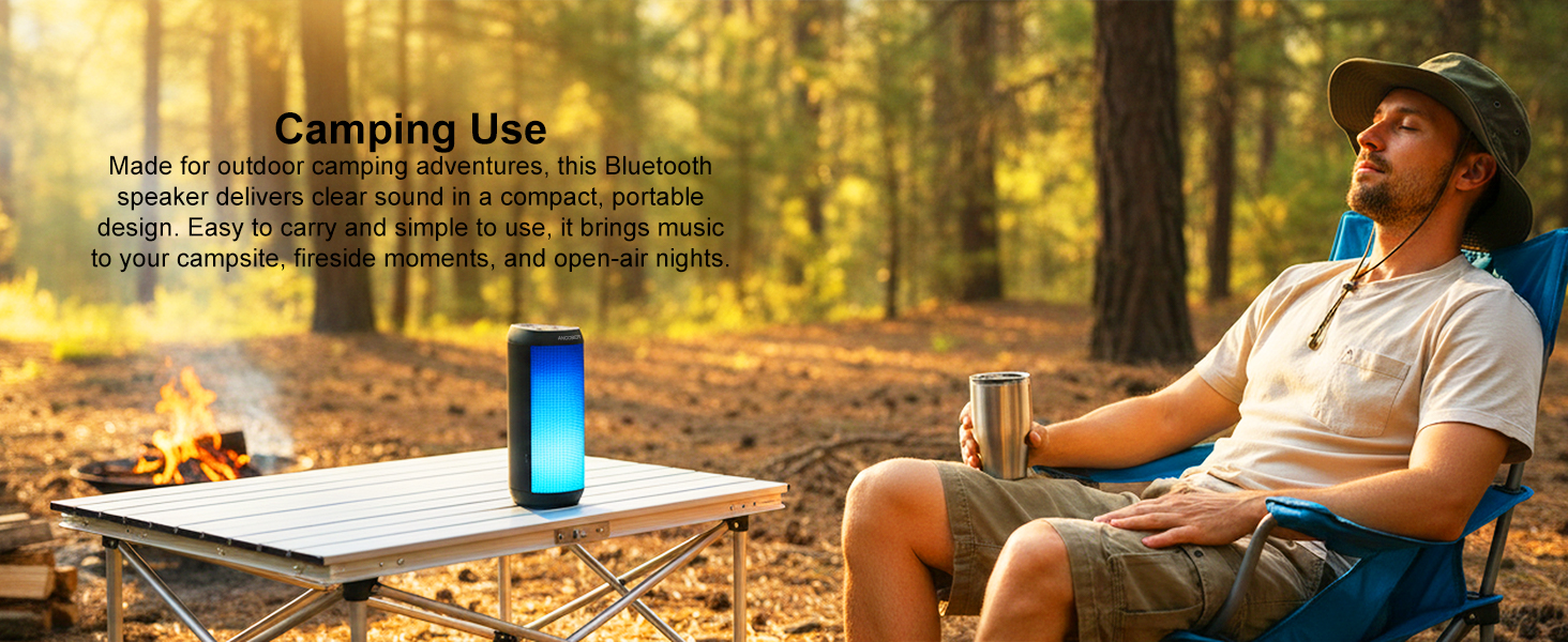 Made for outdoor camping, this Bluetooth speaker delivers clear sound in a compact, portable design