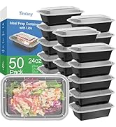 Dealusy 50 Pack (100-Piece) 24 oz Meal Prep Containers Reusable with Lids, Sturdy Leakproof &amp; Foo...