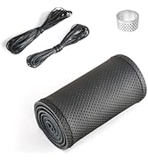 Icyfond Genuine Leather Steering Wheel Cover, Stitch On Wrap for Steering Wheel up to Diameter 15...