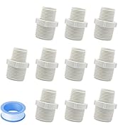 HayEastdor 10PCS 1/2" to 3/4" PVC Pipe Fittings Nipple G1/2 X G3/4 Male to Male Thread Coupling H...