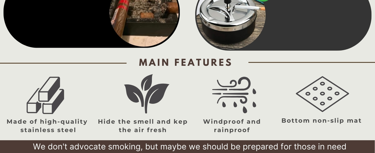 Round Push Down Spinning Metal Ashtray - Black