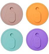 TERESRY 4 Pack Silicone Lids for Glass Cups with Straw Hole, 2.75inch/70mm Silicone Lids for 16OZ...