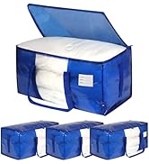 VTSVTS Blue Heavy Duty Moving Bags, 4 pcs Large Storage Bins with Lids, 29 x 14 x 14 In Moving To...