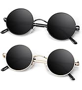 ANZIW Round Polarized Sunglasses Men Women,Retro Metal Hippie Shades with 100% UV Protection
