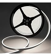 Lucienstar White Led Strip Lights 16.4ft, 12V Flexible Cuttable Neon Light Strip, Waterproof LED ...