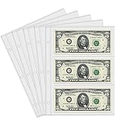 Currency Sleeves,50Pcs Page Protectors for 3 Ring Binder, 3-Pocket Banknote Sleeves, 8.5 x 11, Do...