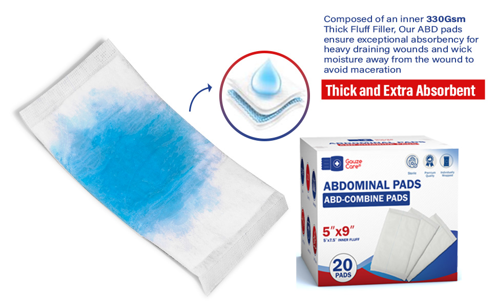 GauzeCare Abdominal Pads have Thick Inner Fluff and are Extra Absorbent