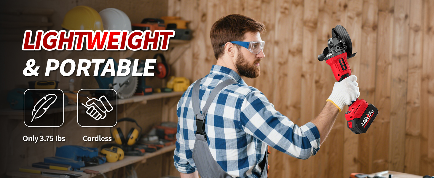 Cordless Angle Grinder Electric Grinder Tool Kit for Cutting, Grinding