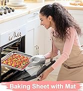 Baking Sheet with Silicone Mat Set of 4 [2 Sheets + 2 Mats], Deedro Stainless Steel Cookie Sheet ...