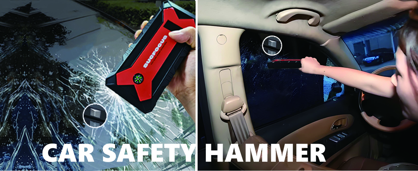 SUCFOCUS car jumper starter portable, sucfocus jump starter,Safety Escape Tool Safety Hammer