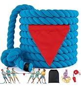 HOKINETY Tug of War Rope for Kids &amp; Adults - 25ft Soft Cotton Outdoor Pulling Rope with Flag for ...