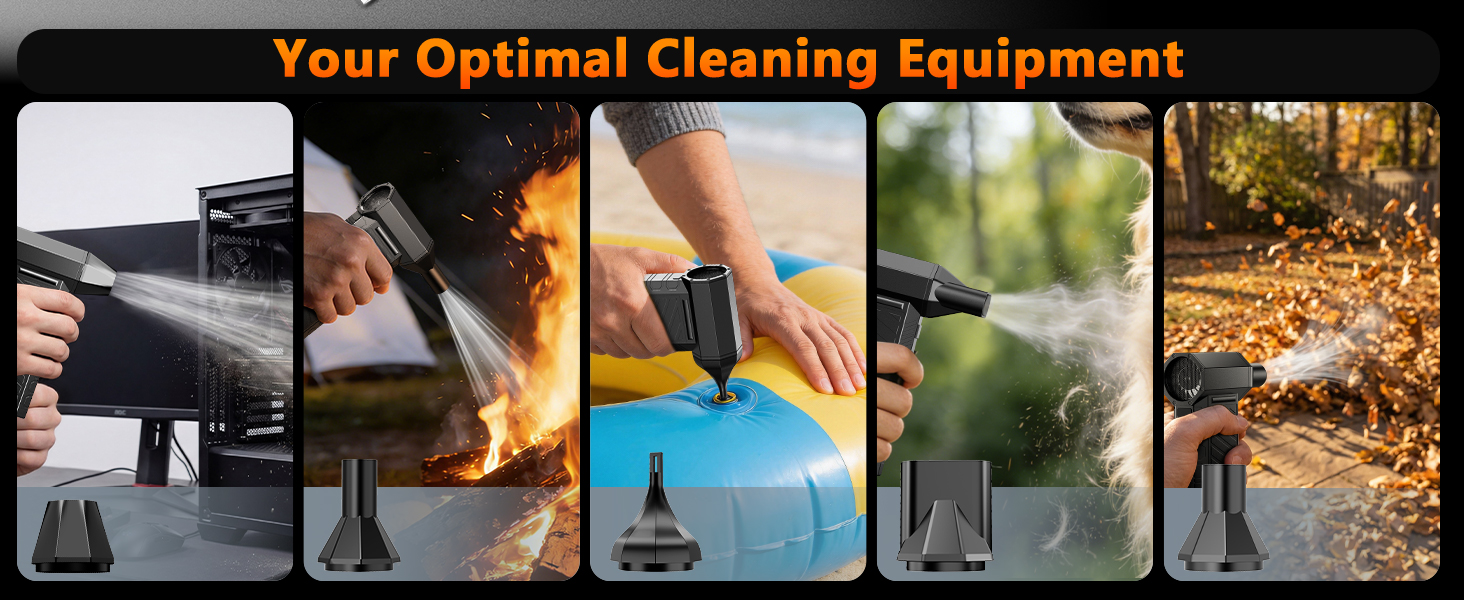Text reads 'Your Optimal Cleaning Equipment'. Series of demonstration images showing various cleaning applications and equipment usage on different surfaces.