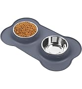 AsFrost Dog Food Bowls Stainless Steel Dog Food and Water Bowl Set, Dog Dishes No Spill Non Slip ...
