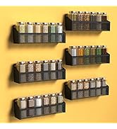 Moforoco 6 Pack Spice Rack Organizer for Cabinet Door Wall Mount, Hanging Black Spice Pantry Orga...