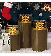 L LOHAS LED Christmas Electronic Candle Night Lights with Remote, 3-Pack Snowflake LED Flameless ...