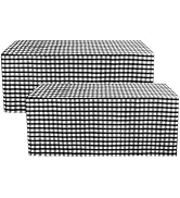 HolidayIdeas Checkered Fitted Table Covers for 8 Foot Tables - 96 x 30 Inch - 2 Pack Rectangle Ta...