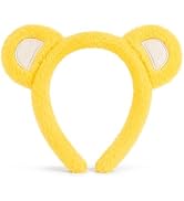 TIIZIISII Plush Yellow Bear Ears Headband, Soft Animal Ear Hairband for Women, Cute Cartoon Cospl...