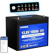 DC HOUSE 12V 100Ah LiFePO4 Trolling Motors Battery with SOC Status Indicators, Bluetooth &amp; Low Te...