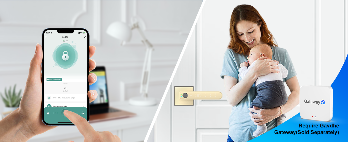 smart bedroom lock gold