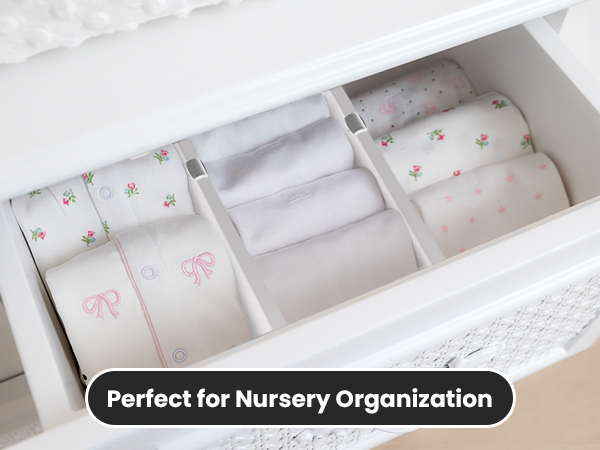 Drawer Dividers being used in a nursery setting