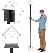 Bird Feeder Pole for Outdoors - 82in Tall Adjustable Heavy Duty Bird House Feeding Station with 5...