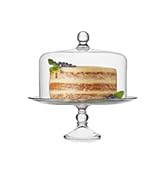 Libbey 55782 Selene 2-Piece Glass Cake Stand with Dome Lid, 13