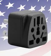 Unidapt US Travel Plug Adapter, EU,AU,UK,NZ,CN,in to USA (Type B), Grounded 3 Prong USA Wall Plug