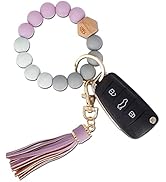 BIHRTC Key Ring Bracelet Car Keychain Holder Wristlet Silicone Women Beaded Bangle Chains