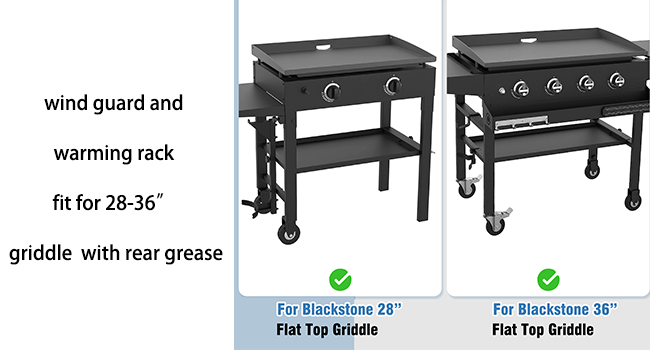 fit for 28-36" griddle with rear grease