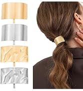 4 Pcs Ponytail Holder Hair Clips Rectangle Lava High Ponytail Buckle Hair Cuff Metal Dress Up Hai...