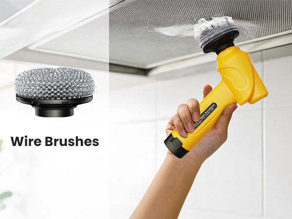 electric spin scrubber with metal brush