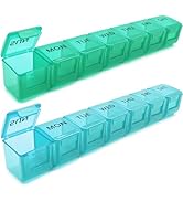 2 Pack Weekly Pill Organizer, Large 7 Day Pill Case, Daily Vitamin Case Medicine Box, AM/PM Pill ...