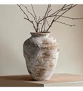 DIF DECO Ceramic Farmhouse Vase Rustic Decor,Pottery Decorative Flower Vases for Home Decor,Boho ...