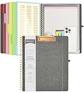 Ospelelf Foldable Spiral Clipboard Folio with Zipper Pouch, 5 Plastic Folders with 10 Pockets,Ref...