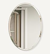 USHOWER Bathroom Mirror for Over Sink, 20x28 Inch Oval Frameless Mirror, Beveled and Polished, De...