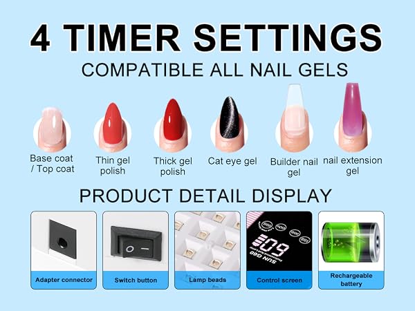 Convenient Timer Setting Nail Light