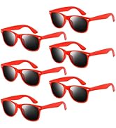 NEBURORA 6 Pack Red Neon Sunglasses Bulk Retro Colorful Party Glasses for Adult Men Women Birthda...