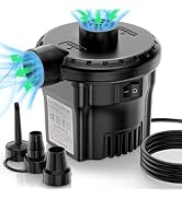 HUGERSTONE Electric Air Pump for Inflatables, Portable Air Mattress Pump, AC 110V-120V Quick-Fill...
