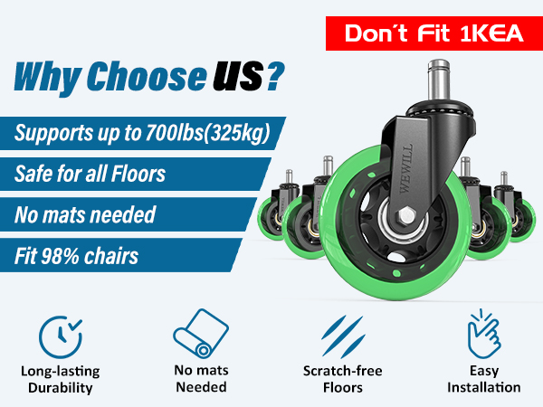 office chair casters wheels-set of 5