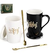 Peohud 2 Pack 14 Oz Couple Coffee Mugs, Wedding Gifts for Couple Bride and Groom, Porcelain Wifey...